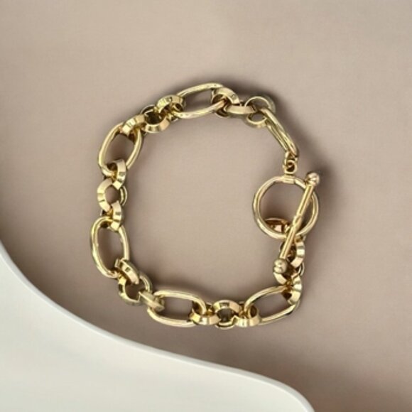 Chunky Cable Chain Link Hypoallergenic Toggle Clasp Fashion Bracelet - Picture 3 of 4